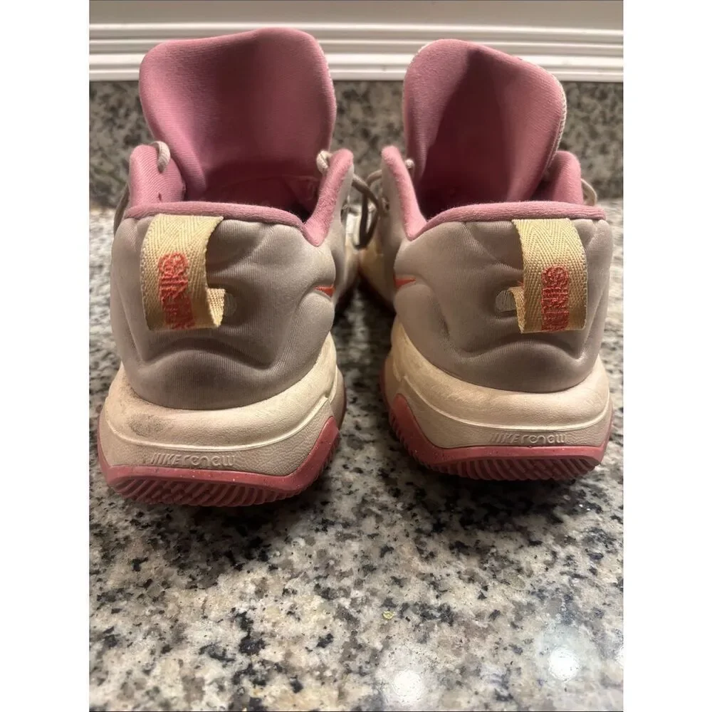 Nike Giannis Immortality 3 Neutral-Tone Athletic Sneakers with Pink Accents
